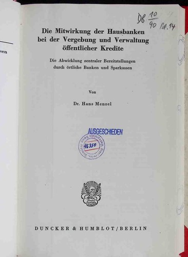 Die mitwirkung der hausbanken - mitwirkung,