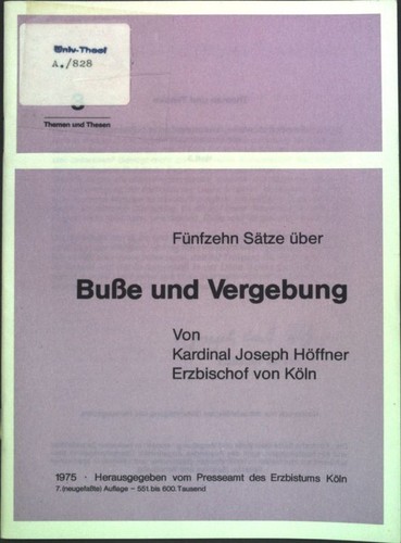 Fünfzehn sätze über - über, buße