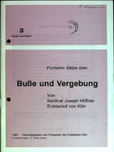 Fünfzehn sätze über buße - fünfzehn,